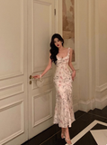 Classy Mermaid Square Floral Chiffon Long 18th Birthday Dress Party Gown 21st Birthday Outfits Birthday Dress Ideas For Women HZ1121