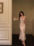 Classy Mermaid Square Floral Chiffon Long 18th Birthday Dress Party Gown 21st Birthday Outfits Birthday Dress Ideas For Women HZ1121
