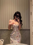 Classy Mermaid Square Floral Chiffon Long 18th Birthday Dress Party Gown 21st Birthday Outfits Birthday Dress Ideas For Women HZ1121