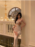 Classy Mermaid Spaghetti Straps Floral Chiffon Long 18th Birthday Dress Party Gown 21st Birthday Outfits Birthday Dress Ideas For Women HZ1121