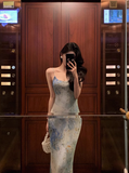 Classy Mermaid Spaghetti Straps Green Floral Chiffon Long 18th Birthday Dress Party Gown 21st Birthday Outfits Birthday Dress Ideas For Women HZ1121