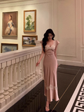 Classy Sheath Pink Satin Long 18th Birthday Dress Party Gown 21st Birthday Outfits Birthday Dress Ideas For Women HZ1121