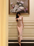 Classy Sheath Pink Satin Long 18th Birthday Dress Party Gown 21st Birthday Outfits Birthday Dress Ideas For Women HZ1121