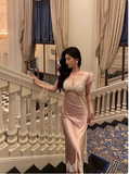 Classy Sheath Pink Satin Long 18th Birthday Dress Party Gown 21st Birthday Outfits Birthday Dress Ideas For Women HZ1121