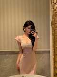 Classy Sheath Pink Satin Long 18th Birthday Dress Party Gown 21st Birthday Outfits Birthday Dress Ideas For Women HZ1121