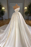 Timeless Ball Gown Wedding Dress With Crystals One Shoulder Satin Wedding Dress Bridal Gowns HZ1121