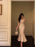 Classy Mermaid Spaghetti Straps Satin Long 18th Birthday Dress Party Gown 21st Birthday Outfits Birthday Dress Ideas For Women HZ1121