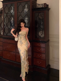 Elegant Mermaid Strapless Green Floral Sleeveless 21st Birthday Dress Party Gown Birthday Outfits Birthday Dress Ideas For Women HZ1121