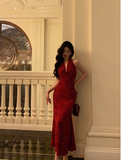 Elegant Sheath Halter Sleeveless Burgundy 21st Birthday Dress Party Gown Birthday Outfits Birthday Dress Ideas For Women HZ1121