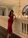 Elegant Sheath Halter Sleeveless Burgundy 21st Birthday Dress Party Gown Birthday Outfits Birthday Dress Ideas For Women HZ1121
