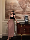 Elegant A line Square Neckline Pink Sleeveless Burgundy 23rd Birthday Dress Party Gown Birthday Outfits Birthday Dress Ideas For Women HZ1121