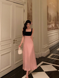 Elegant A line Square Neckline Pink Sleeveless Burgundy 23rd Birthday Dress Party Gown Birthday Outfits Birthday Dress Ideas For Women HZ1121