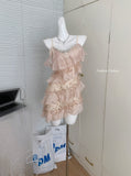 Sweet A Line Spaghetti Straps Pink Sequin Casual Dress Summer Short Holiday Dresses HZ1121