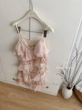Sweet A Line Spaghetti Straps Pink Sequin Casual Dress Summer Short Holiday Dresses HZ1121