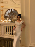 Elegant Sheath Spaghetti Straps White Sleeveless 23rd Birthday Dress Party Gown Birthday Outfits Birthday Dress Ideas For Women HZ1121