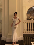 Elegant Sheath Spaghetti Straps White Sleeveless 23rd Birthday Dress Party Gown Birthday Outfits Birthday Dress Ideas For Women HZ1121