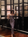 Elegant Sheath Spaghetti Straps Grape Sleeveless 23rd Birthday Dress Party Gown Birthday Outfits Birthday Dress Ideas For Women HZ1121