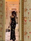 Elegant Sheath Black Floral Satin Sleeveless 23rd Birthday Dress Party Gown Birthday Outfits Birthday Dress Ideas For Women HZ1121