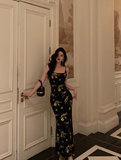 Elegant Sheath Black Floral Satin Sleeveless 23rd Birthday Dress Party Gown Birthday Outfits Birthday Dress Ideas For Women HZ1121