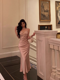 Elegant Sheath Spaghetti Straps Pink Satin Sleeveless 23rd Birthday Dress Party Gown Birthday Outfits Birthday Dress Ideas For Women HZ1121