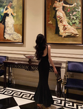 Elegant Mermaid Square Black Sleeveless 23rd Birthday Dress Party Gown Birthday Outfits Birthday Dress Ideas For Women HZ1121
