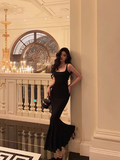 Elegant Mermaid Square Black Sleeveless 23rd Birthday Dress Party Gown Birthday Outfits Birthday Dress Ideas For Women HZ1121