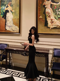 Elegant Mermaid Square Black Sleeveless 23rd Birthday Dress Party Gown Birthday Outfits Birthday Dress Ideas For Women HZ1121