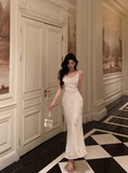 Elegant Sheath Spaghetti Straps White 21st Birthday Dress Party Gown Birthday Outfits Birthday Dress Ideas For Women HZ1121