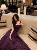 Elegant A Line Square Grape Sleeveless 23rd Birthday Dress Party Gown Birthday Outfits Birthday Dress Ideas For Women HZ1121