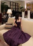 Elegant A Line Square Grape Sleeveless 23rd Birthday Dress Party Gown Birthday Outfits Birthday Dress Ideas For Women HZ1121