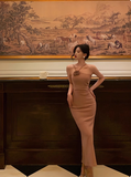 Elegant Sheath Dusty Pink Sleeveless 23rd Birthday Dress Party Gown Birthday Outfits Birthday Dress Ideas For Women HZ1121