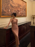 Elegant Sheath Dusty Pink Sleeveless 23rd Birthday Dress Party Gown Birthday Outfits Birthday Dress Ideas For Women HZ1121