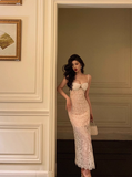 Elegant Glamour Sheath Spaghetti Straps White Lace Prom Gowns Party Dress Classy Gowns Evening Dresses HZ1121