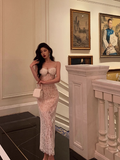 Elegant Glamour Sheath Spaghetti Straps White Lace Prom Gowns Party Dress Classy Gowns Evening Dresses HZ1121