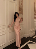 Elegant Mermaid 2 Pieces Pink Satin Sleeveless 21st Birthday Dresses Evening Gown Birthday Outfits Birthday Dress Ideas For Women HZ1121