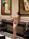 Elegant Mermaid 2 Pieces Pink Satin Sleeveless 21st Birthday Dresses Evening Gown Birthday Outfits Birthday Dress Ideas For Women HZ1121