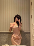 Elegant Mermaid 2 Pieces Pink Satin Sleeveless 21st Birthday Dresses Evening Gown Birthday Outfits Birthday Dress Ideas For Women HZ1121