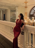 Elegant Mermaid Halter Burgundy 21st Birthday Dress Party Gown Birthday Outfits Birthday Dress Ideas For Women HZ1121