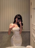 Elegant Mermaid Square White Lace 21st Birthday Dress Party Gown Birthday Outfits Birthday Dress Ideas For Women HZ1121