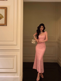 Elegant Mermaid Square Pink Lace 21st Birthday Dress Party Gown Birthday Outfits Birthday Dress Ideas For Women HZ1121
