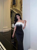 Elegant Mermaid Off The Shoulder Black Satin 21st Birthday Dress Party Gown Birthday Outfits Birthday Dress Ideas For Women HZ1121