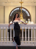 Elegant Mermaid Off The Shoulder Black Satin 21st Birthday Dress Party Gown Birthday Outfits Birthday Dress Ideas For Women HZ1121