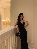 Elegant Mermaid Black Sequin 21st Birthday Dress Party Gown Birthday Outfits Birthday Dress Ideas For Women HZ1121