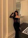 Elegant Mermaid Spaghetti Straps Black Lace 21st Birthday Dress Party Gown Birthday Outfits Birthday Dress Ideas For Women HZ1121