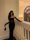 Elegant Mermaid Spaghetti Straps Black Lace 21st Birthday Dress Party Gown Birthday Outfits Birthday Dress Ideas For Women HZ1121