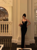 Sexy Mermaid Black Square Neck 21st Birthday Dress Party Gown Birthday Outfits Birthday Dress Ideas For Women HZ1121
