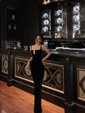 Sexy Mermaid Black Square Neck 21st Birthday Dress Party Gown Birthday Outfits Birthday Dress Ideas For Women HZ1121