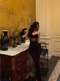 Elegant Mermaid Spaghetti Straps Burgundy Velvet 21st Birthday Dress Party Gown Birthday Outfits Birthday Dress Ideas For Women HZ1121