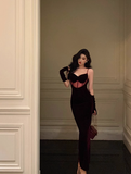Elegant Mermaid Spaghetti Straps Burgundy Velvet 21st Birthday Dress Party Gown Birthday Outfits Birthday Dress Ideas For Women HZ1121