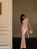 Elegant Mermaid Spaghetti Straps Pink Satin 21st Birthday Dress Party Gown Birthday Outfits Birthday Dress Ideas For Women HZ1121